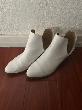 Lulu's White Cutout Slip-On Ankle Booties